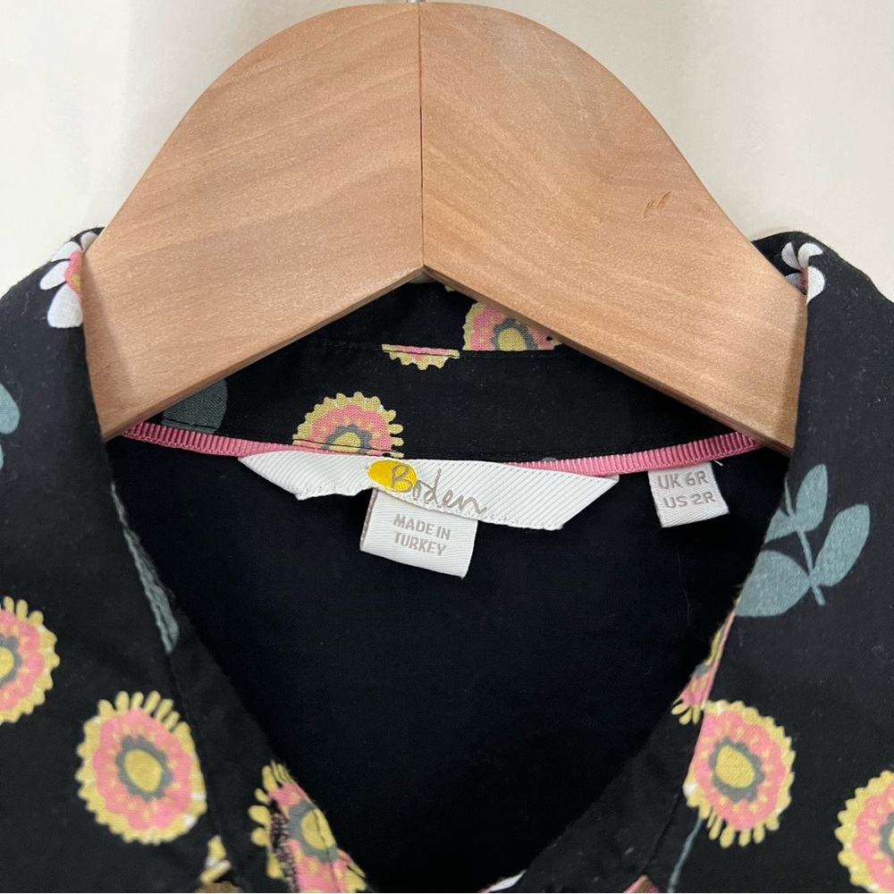 BODEN KITTY SHIRT DRESS BLACK FLORAL SIZE 2 - Picture 7 of 12